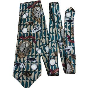 Golf Tie Necktie All Silk Made in USA Golfer Ball Club American Sports Classic